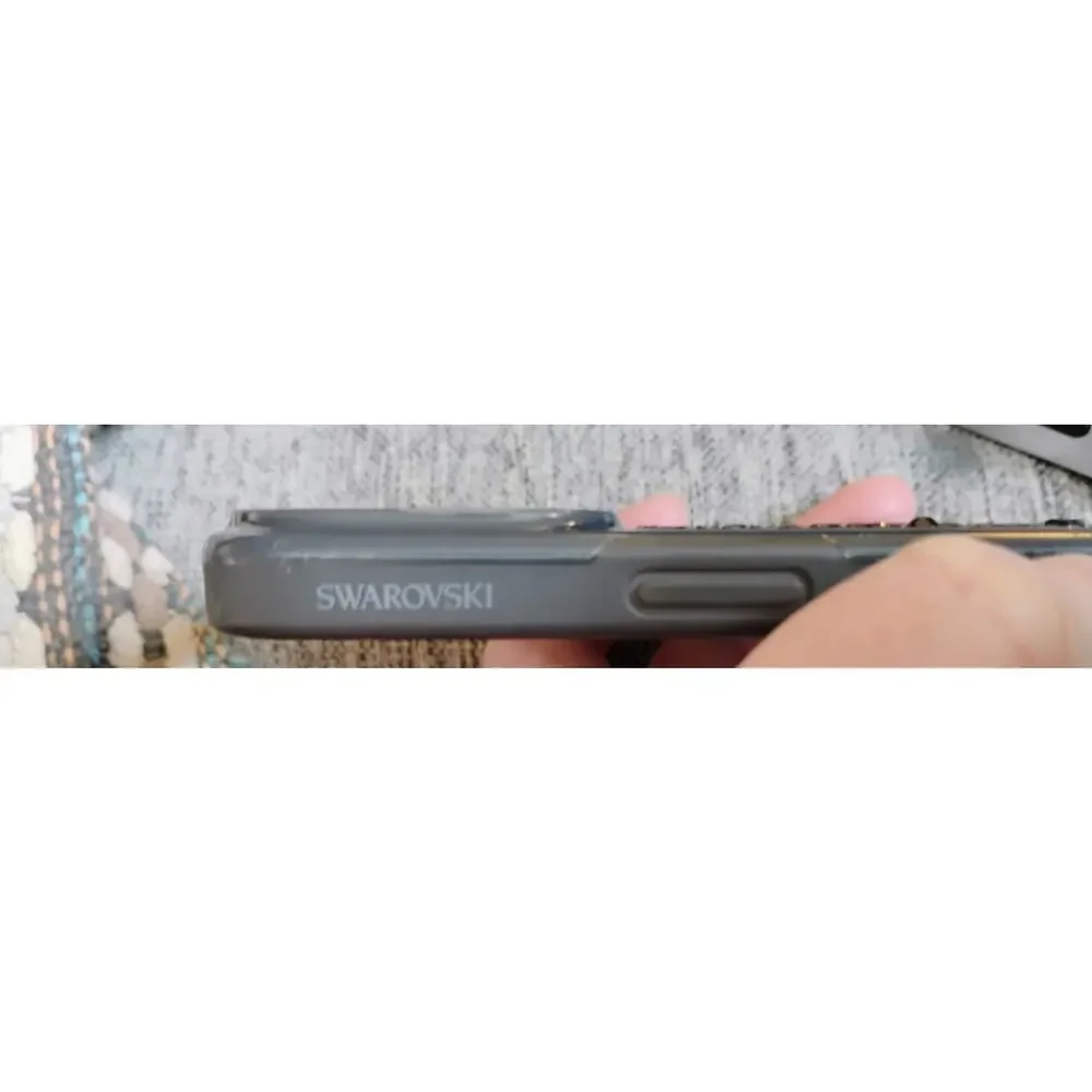 Swarovski Signum For iPhone 14 Pro Max. Iconic Swan Logo, silver-shade Crystals